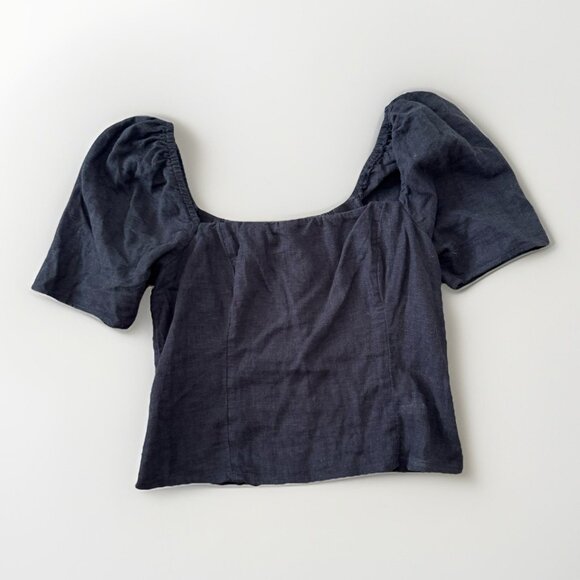 Abercrombie & Fitch linen blend puff sleeve Square neck blouse Size Small - Picture 1 of 6